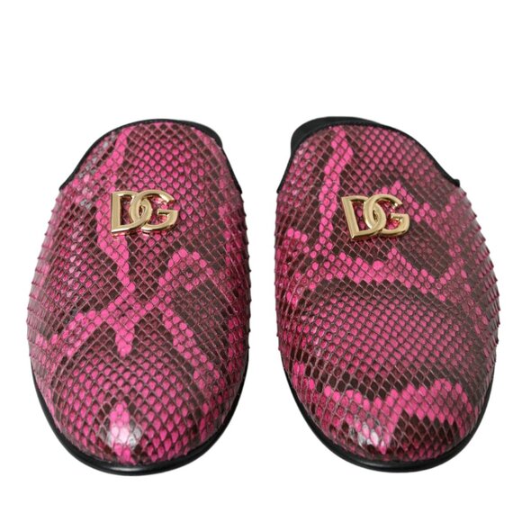 Dolce & Gabbana Dolce & Gabbana Fuchsia Python Logo Mule Flat Sandals Shoes/EU39 - Picture 2 of 5